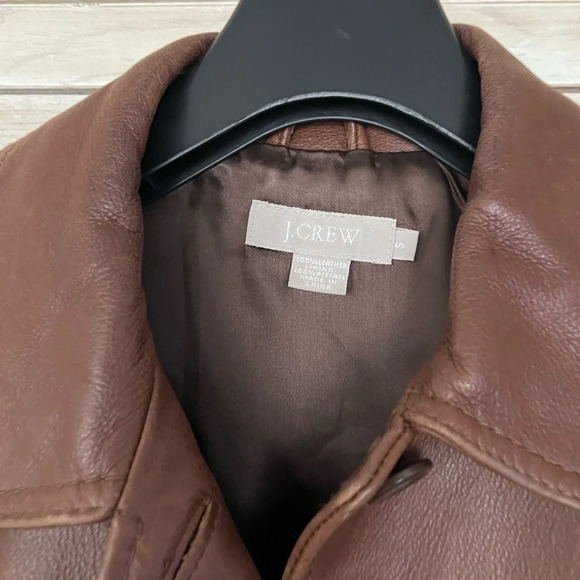 J. Crew 100% Brown Leather Jacket - Picture 4 of 5